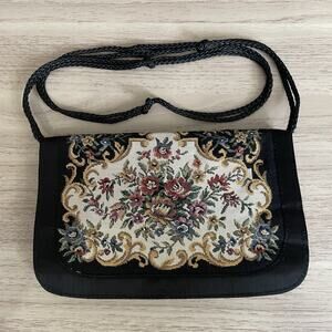 Vintage Walborg Floral Tapestry Purse Shoulder Bag Handbag Macau Small Victorian